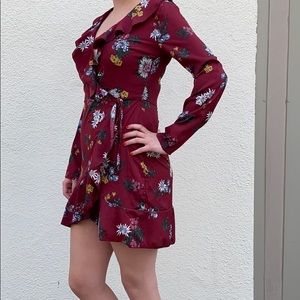 NWT ASOS Parisian Floral Wrap Dress - Wine Size 8
